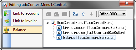 Visual Designer for the Office Context Menu component