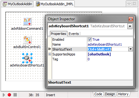 Intercept pressing Outlook keyboard shortcuts