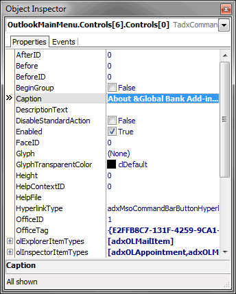 Command Bar Control component