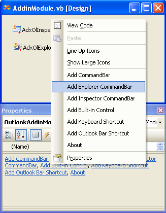 Creating Outlook Explorer and Inspector toolbars
