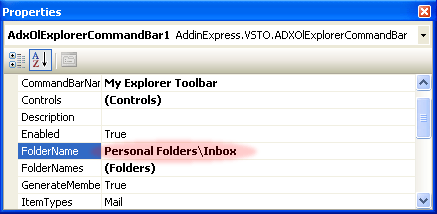 Showing Outlook Explorer Toolbar for the Inbox folder only
