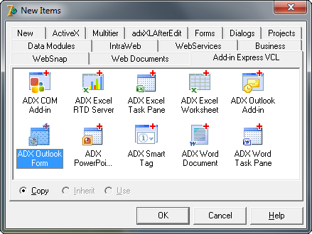 Add new item dialog box