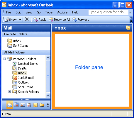 Outlook folder pane
