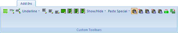 Custom Excel ribbon toolbar
