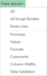 A custom Paste Special dialog box A custom Paste Special dialog box