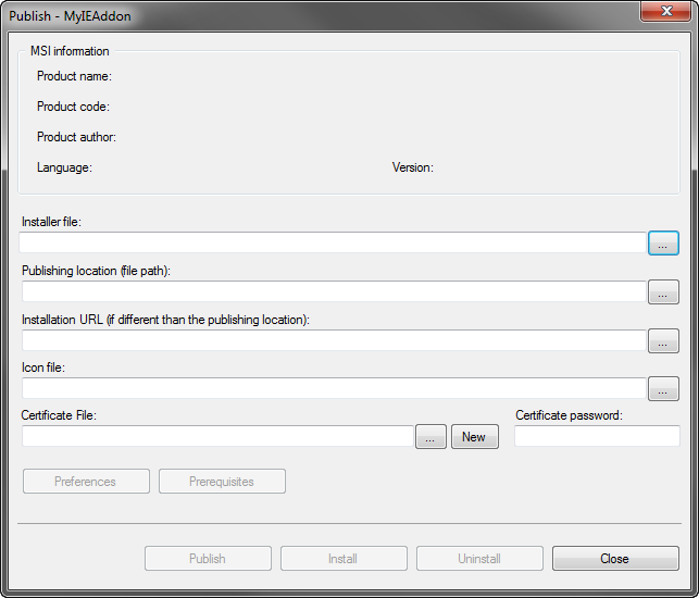 Publishing dialog