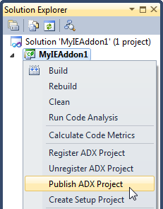 Publishing your IE add-on project