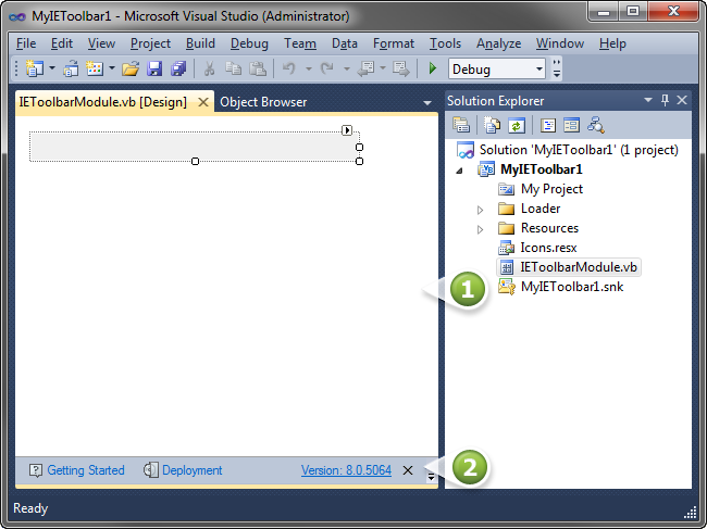 IE Toolbar module designer and Help panel