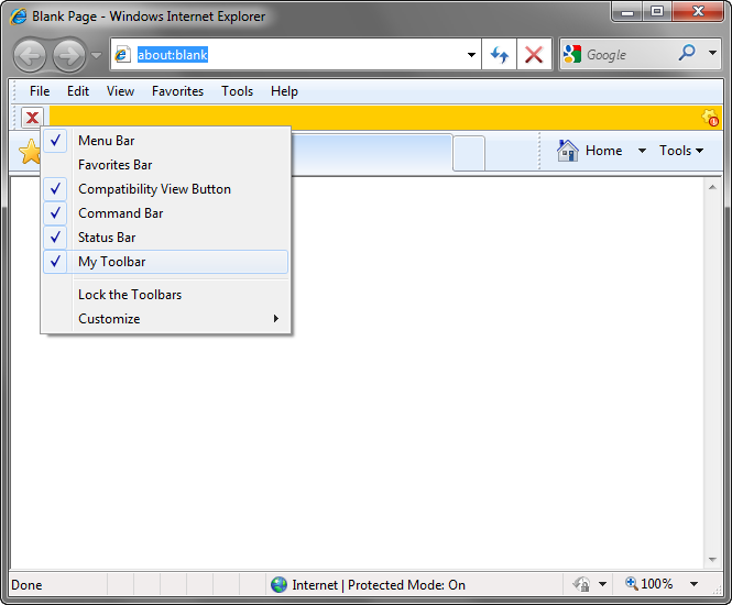 Custom Internet Explorer toolbar