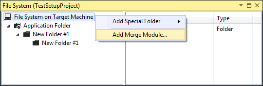 Adding a merge module to the setup project.