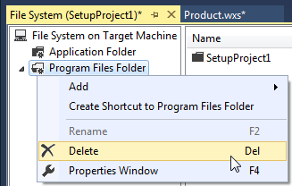 Delete the Program Files Folder entry.