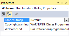 An example of the German localization of the Welcome UI dialog