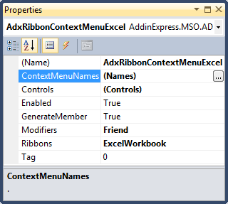 Ribbon context menu properties