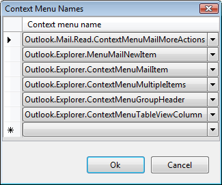 Ribbon context menu properties