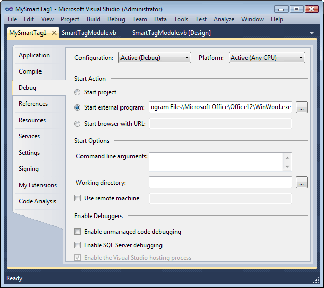 Debugging the smart tag