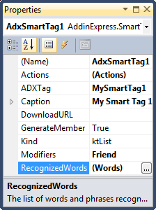 Smart tag component properties
