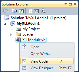 Right-click the file and choose View Code in the context menu