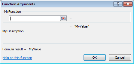 Function Arguments dialog