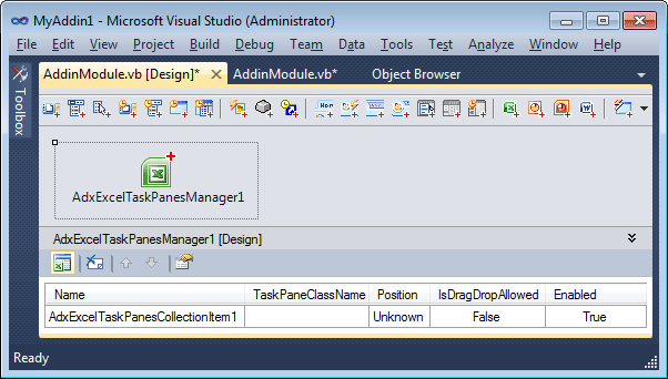 Specifying Excel task pane properties