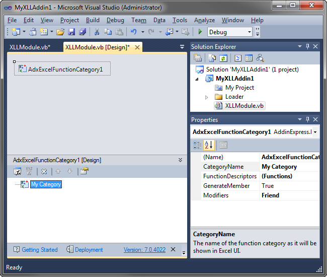 Excel Function Category component