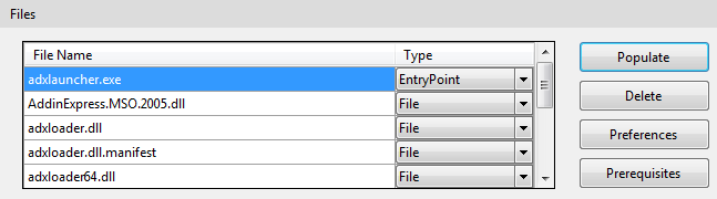 Populating the application manifest