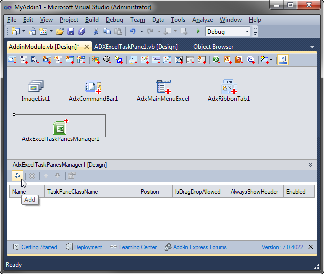 Creating custom Excel task pane