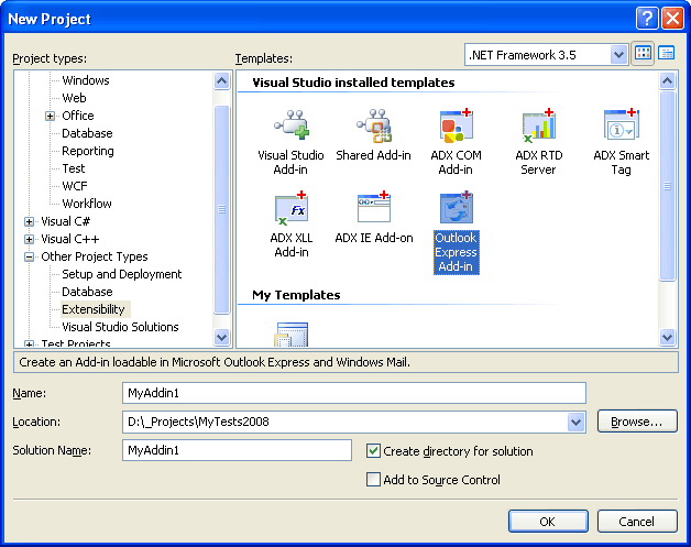 OE add-in project template