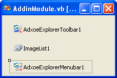 Outlook Express explorer menu bar component