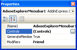 OE Explorer menu bar properties