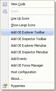 Context menu of the add-in module