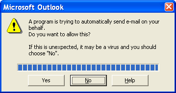  program is trying to automatically send e-mail on your behalf