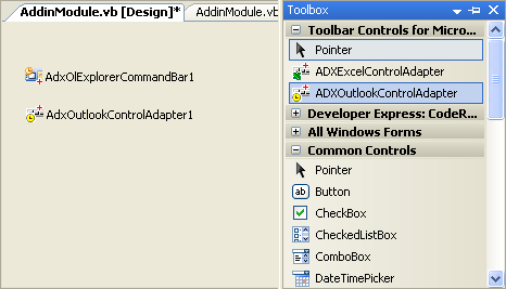 Adding an Outlook control adapter