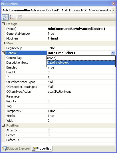 Binding the advanced control to the .NET control