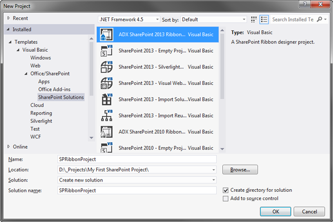 Creating a new SharePoint project