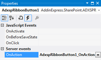 Add an event handler to the OnAction event of the button.