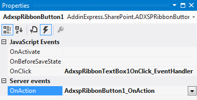 Add an event handler to the OnClick event of the newly created ribbon button.