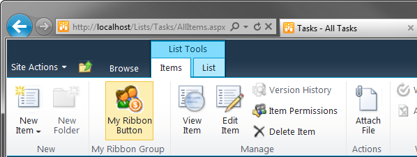 Adding a custom group to a built-in tab