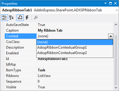 Binding a Ribbon tab to a given contextual group