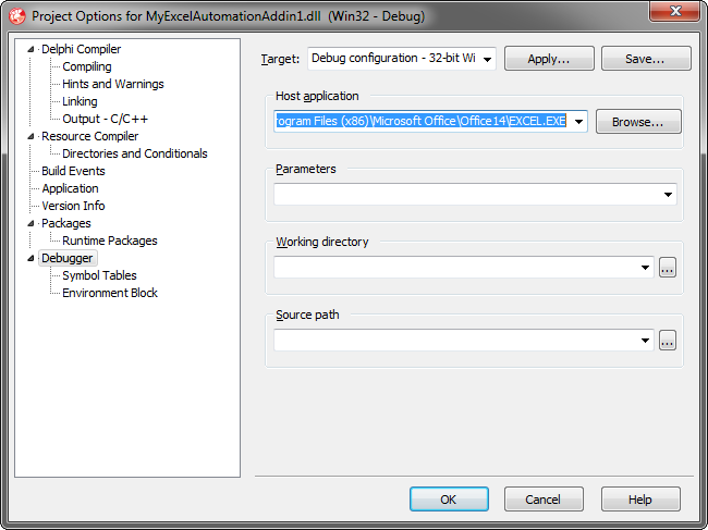 Debugging the Excel Automation add-in