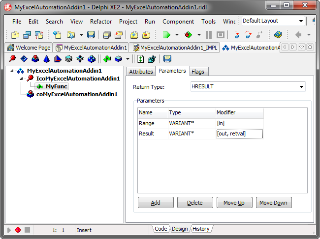 Setting the UDF's parameters