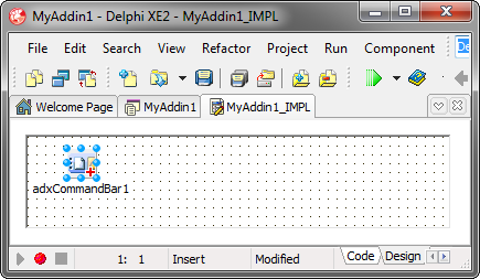 Adding a new commandbar component to the add-in module