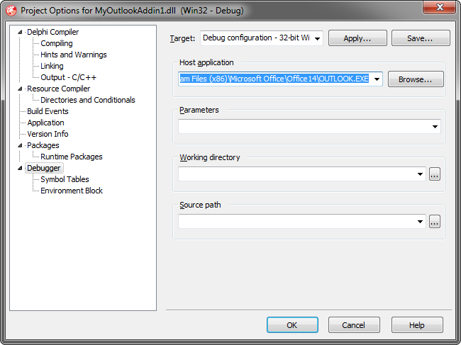 Debugging the Outlook add-in