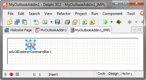 Adding a new Outlook Explorer command bar component