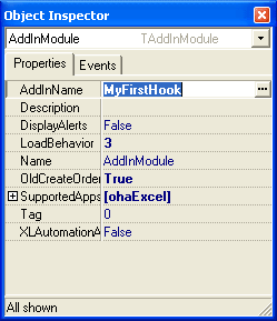 Add-in module properties