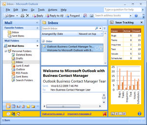 Sample view regions in Outlook 2007