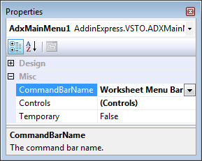 Component to customize the main menu of an Office application