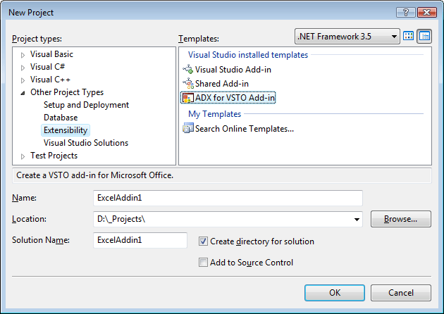 Creating an Excel add-in project in VSTO - Add-in module
