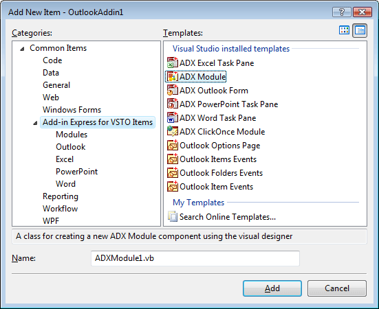 New Outlook add-in solution in Visual Studio 2005