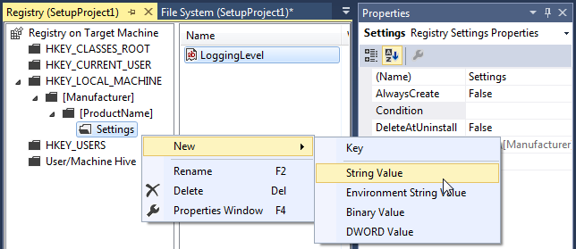 Creating a new registry value